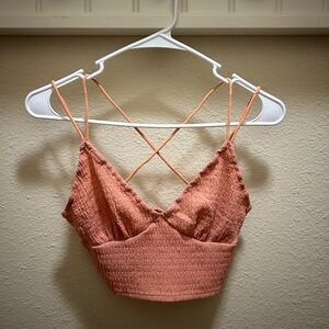 Peach Smocked Crop Top